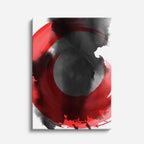 cuadro canvas abstracto fluido orbita carmesi en tonos rojo, negro, gris