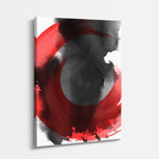 cuadro canvas abstracto fluido orbita carmesi en tonos rojo, negro, gris
