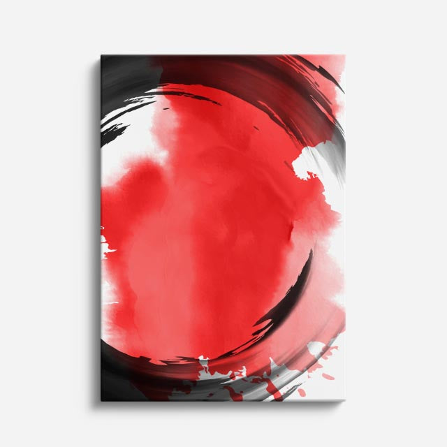 cuadro canvas abstracto fluido marea escarlata en tonos rojo, blanco, negro