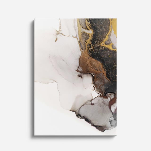 cuadro canvas abstracto fluido bruma mineral en tonos blanco, café, gris