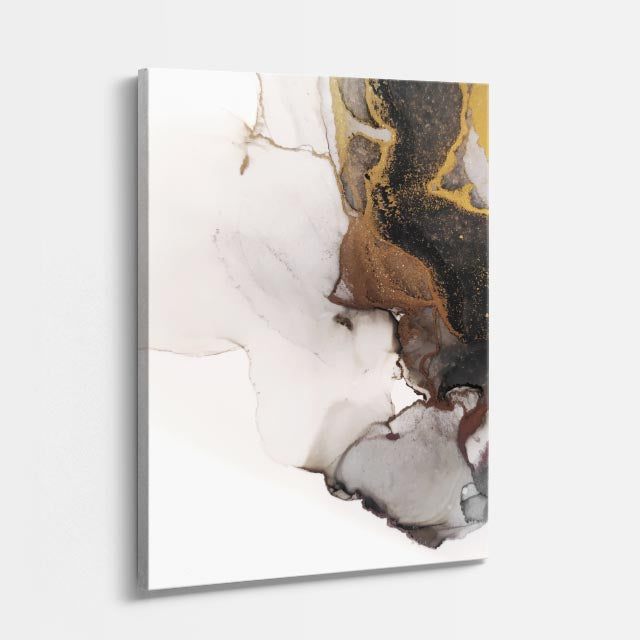 cuadro canvas abstracto fluido bruma mineral en tonos blanco, café, gris