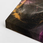 cuadro canvas abstracto fluido descarga prismatica en tonos morado, dorado, negro