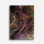 cuadro canvas abstracto fluido nebulosa umbral en tonos morado, dorado, negro