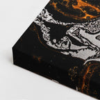 cuadro canvas abstracto fluido fulgor de lava en tonos negro, naranja, blanco