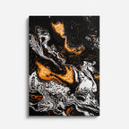 cuadro canvas abstracto fluido fulgor de lava en tonos negro, naranja, blanco