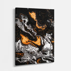 cuadro canvas abstracto fluido fulgor de lava en tonos negro, naranja, blanco