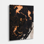 cuadro canvas abstracto fluido cobre nocturno en tonos negro, cobre