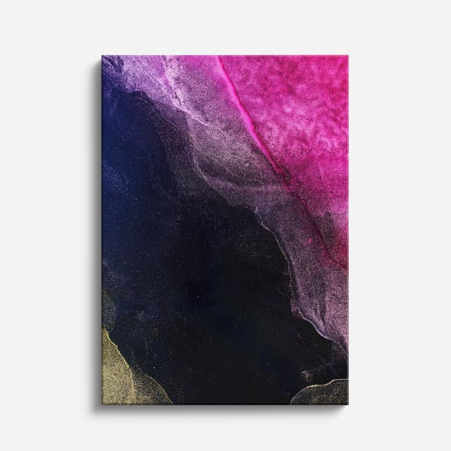 cuadro canvas abstracto fluido violeta abisal en tonos morado, azul, negro