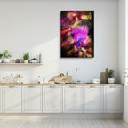 cuadro canvas abstracto fluido aurora magenta en tonos magenta, dorado, negro
