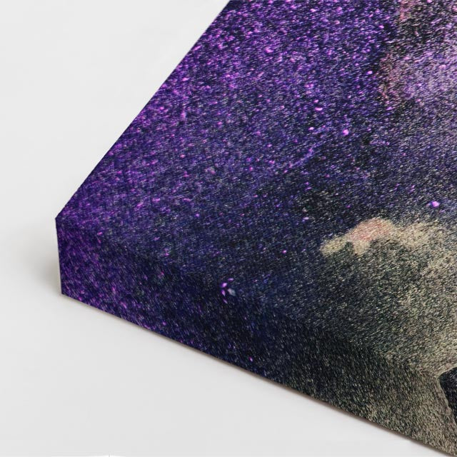 cuadro canvas abstracto fluido eclipse purpura en tonos morado, rosa, gris