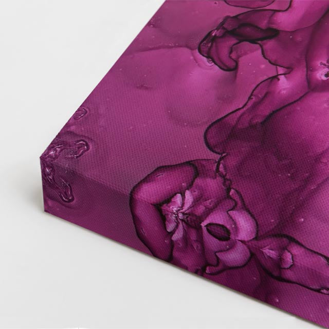 cuadro canvas abstracto fluido seda fucsia en tonos rosa, blanco