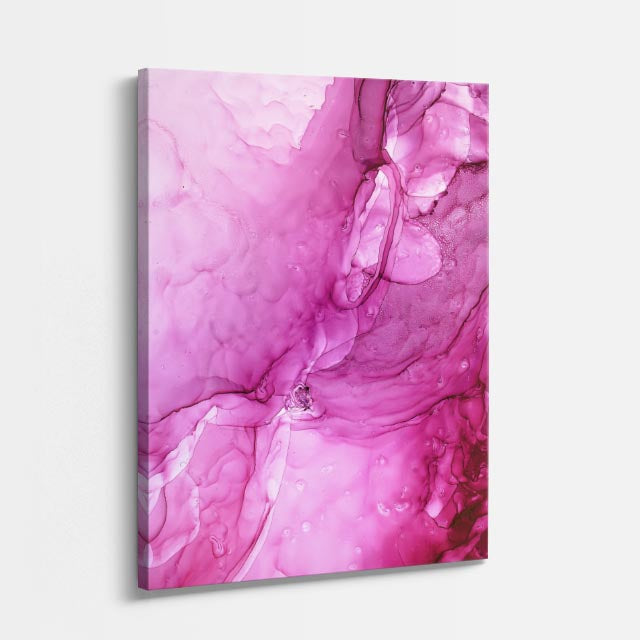 cuadro canvas abstracto fluido nube peonia en tonos rosa, magenta