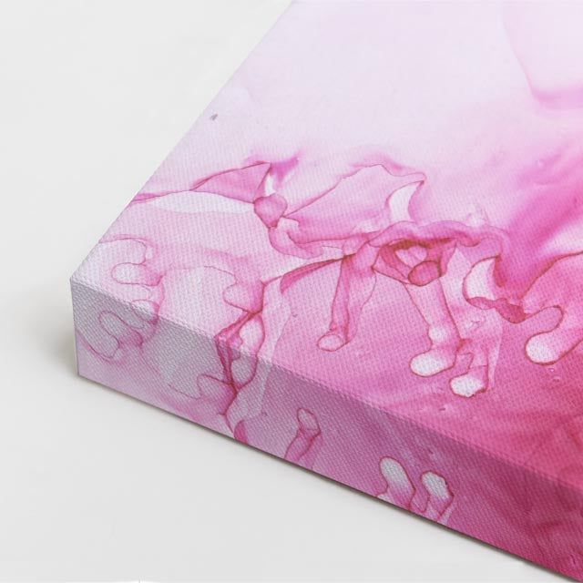 cuadro canvas abstracto fluido brisa algodon en tonos rosa, blanco