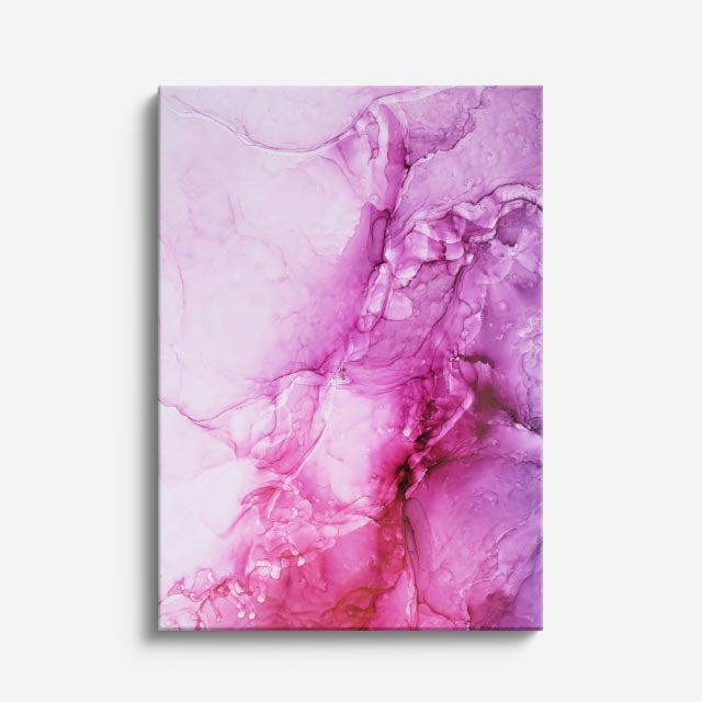 cuadro canvas abstracto fluido brisa algodon en tonos rosa, blanco