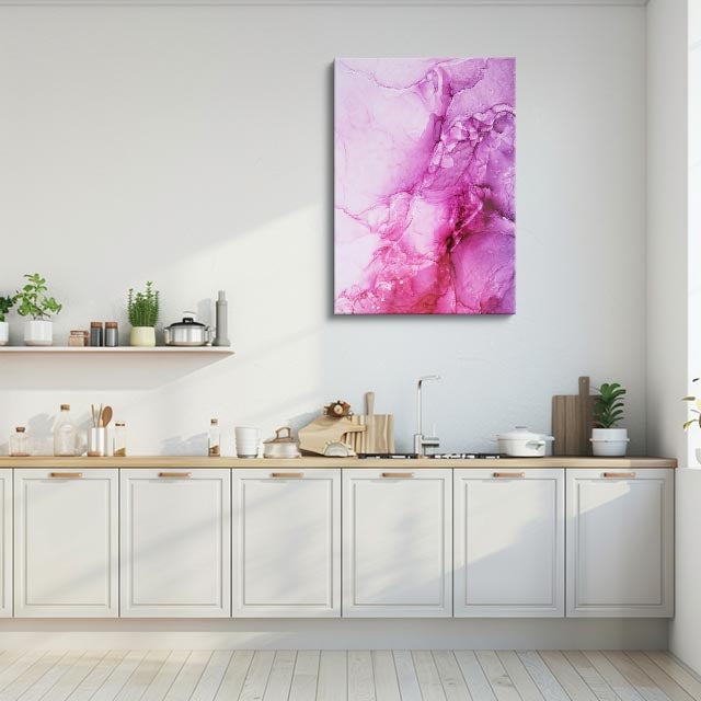 cuadro canvas abstracto fluido brisa algodon en tonos rosa, blanco