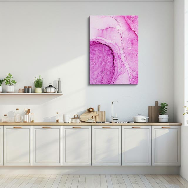 cuadro canvas abstracto fluido rosa de cuarzo en tonos rosa, blanco