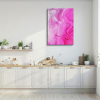 cuadro canvas abstracto fluido vaho rosado en tonos rosa, blanco