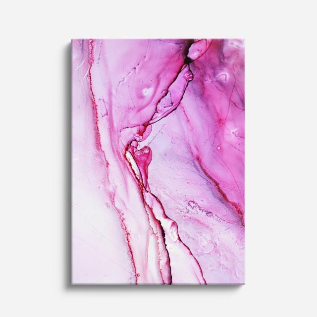 cuadro canvas abstracto fluido trazo de rubor en tonos rosa, blanco