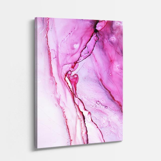 cuadro canvas abstracto fluido trazo de rubor en tonos rosa, blanco
