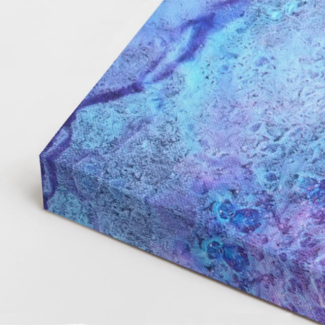 cuadro canvas abstracto fluido indigo pastel en tonos azul, lila, rosa