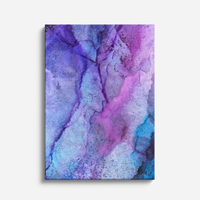 cuadro canvas abstracto fluido indigo pastel en tonos azul, lila, rosa
