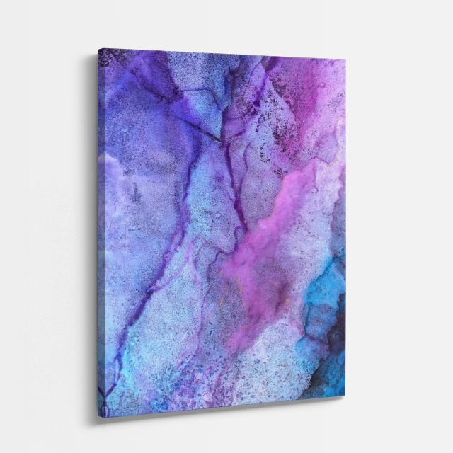 cuadro canvas abstracto fluido indigo pastel en tonos azul, lila, rosa