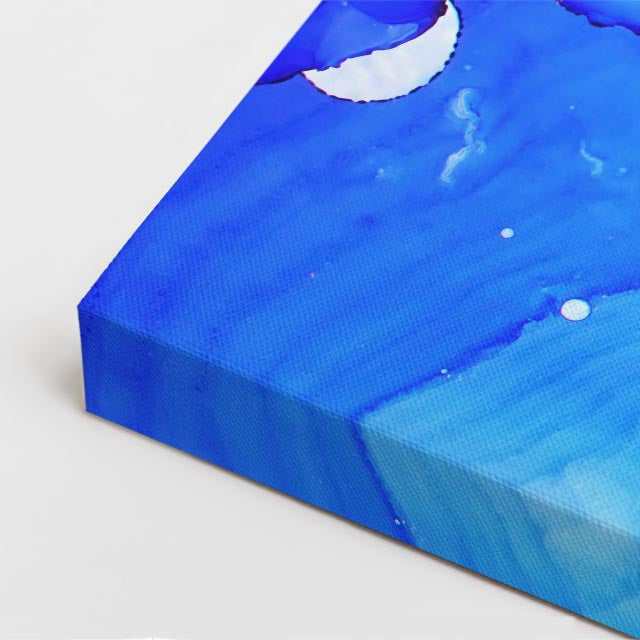 cuadro canvas abstracto fluido azul glaciar en tonos azul, celeste, blanco