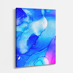 cuadro canvas abstracto fluido azul glaciar en tonos azul, celeste, blanco