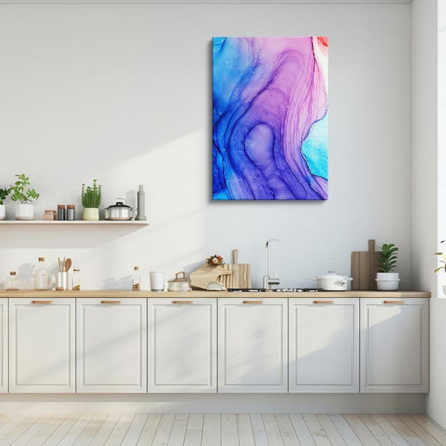 cuadro canvas abstracto fluido zafiro fluido en tonos azul, morado, turquesa
