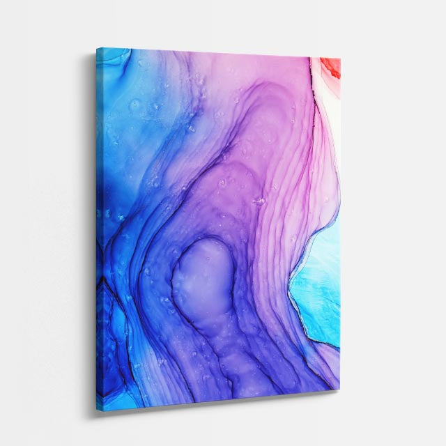 cuadro canvas abstracto fluido zafiro fluido en tonos azul, morado, turquesa