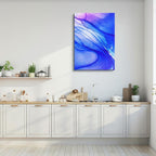 cuadro canvas abstracto fluido oleaje cobalto en tonos azul, blanco