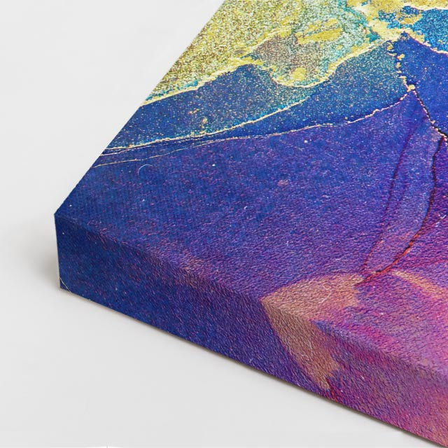cuadro canvas abstracto fluido profundidad marina en tonos azul, morado