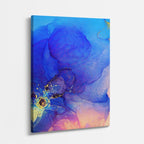 cuadro canvas abstracto fluido profundidad marina en tonos azul, morado