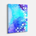 cuadro canvas abstracto fluido espuma turquesa en tonos turquesa, azul, dorado