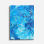 cuadro canvas abstracto fluido turquesa radiante en tonos azul, celeste, dorado