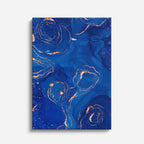 cuadro canvas abstracto fluido azul de tinta en tonos azul, dorado
