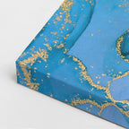 cuadro canvas abstracto fluido horizonte aqua en tonos turquesa, dorado