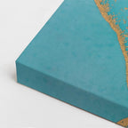 cuadro canvas abstracto fluido mar de jade en tonos turquesa, dorado