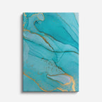 cuadro canvas abstracto fluido mar de jade en tonos turquesa, dorado