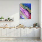 cuadro canvas abstracto fluido beta iris en tonos lila, rosa, verde
