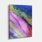 cuadro canvas abstracto fluido beta iris en tonos lila, rosa, verde