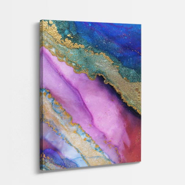 cuadro canvas abstracto fluido beta iris en tonos lila, rosa, verde