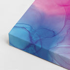 cuadro canvas abstracto fluido petalo de neblina en tonos rosa, blanco, celeste