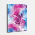 cuadro canvas abstracto fluido petalo de neblina en tonos rosa, blanco, celeste