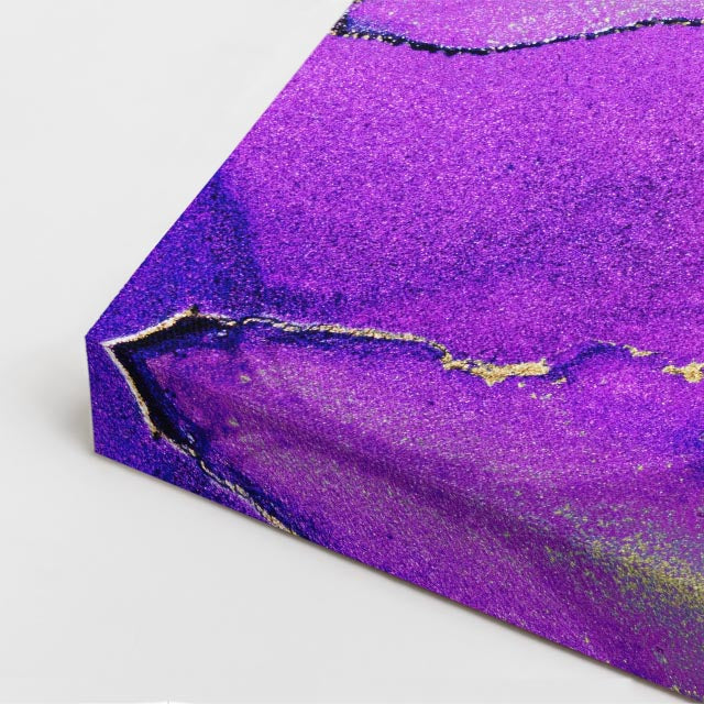 cuadro canvas abstracto fluido amatista solar en tonos morado, amarillo
