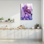 cuadro canvas abstracto fluido bruma lila en tonos lila, blanco, morado