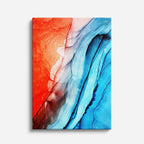 cuadro canvas abstracto fluido oleaje igneo en tonos rojo, naranja, turquesa