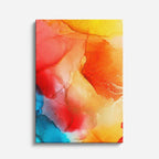 cuadro canvas abstracto fluido sol de citrico en tonos naranja, amarillo, rojo