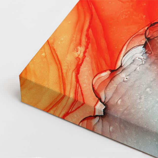 cuadro canvas abstracto fluido turmalina coral en tonos turquesa, rosa, naranja