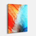 cuadro canvas abstracto fluido turmalina coral en tonos turquesa, rosa, naranja